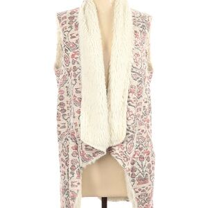 Anthropologie Hei Hei jacquard sherpa lined long vest one size